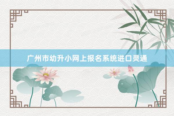 广州市幼升小网上报名系统进口灵通